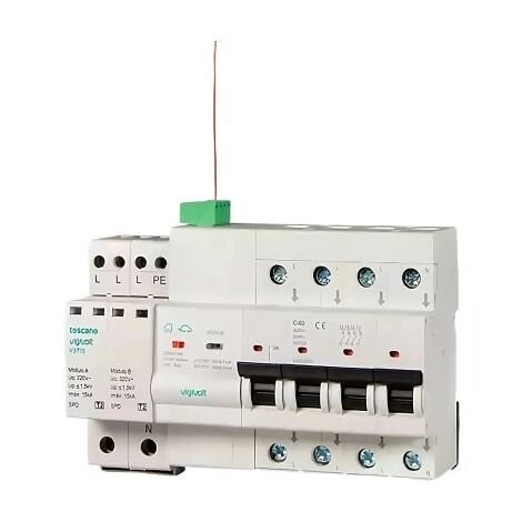 PROTECTEUR DE SURTENSION TRANSITOIRE COMBI-PRO 4P63T15 IGA 4x63A 10kA 15kA permanent 400V AC sous-tension - TOSCANO