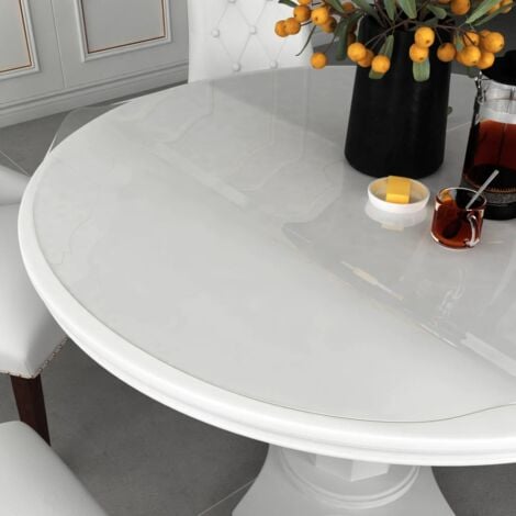 OstepDecor Nappe de table ronde transparente, 1,5 mm d'épaisseur, 122 cm,  pour table de salle à manger, nappe en vinyle transparent, imperméable