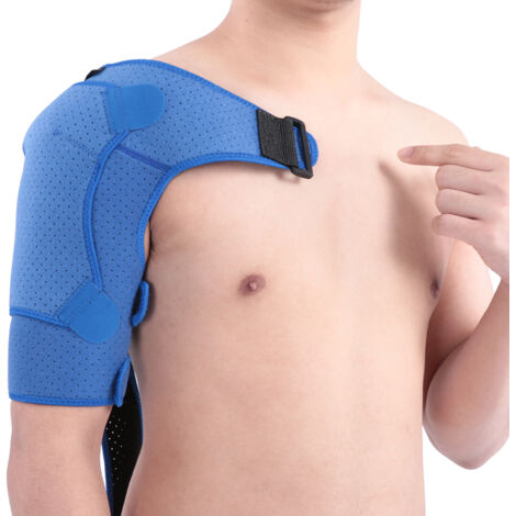 Protecteur d'épaule pressurisé perforé respirant, taille S (31‑38 pouces), bleu