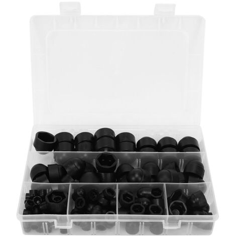 Protecteur Hexagonal PE Noir pour Ecrous M4-M12 - Capuchon de Protection WJ-10-0005 avec 145 Pièces