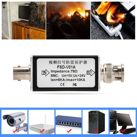 Protecteur parasurtenseur BNC 24V pour caméras de surveillance analogiques - Sécurité CCTV contre la foudre et interférences
