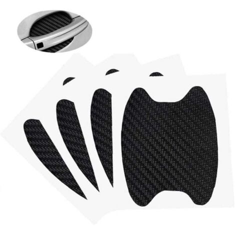 Protecteur Porte Voiture 4 Pièces Anti-Rayures Fibre Carbone Poignée Non Marquable Noir