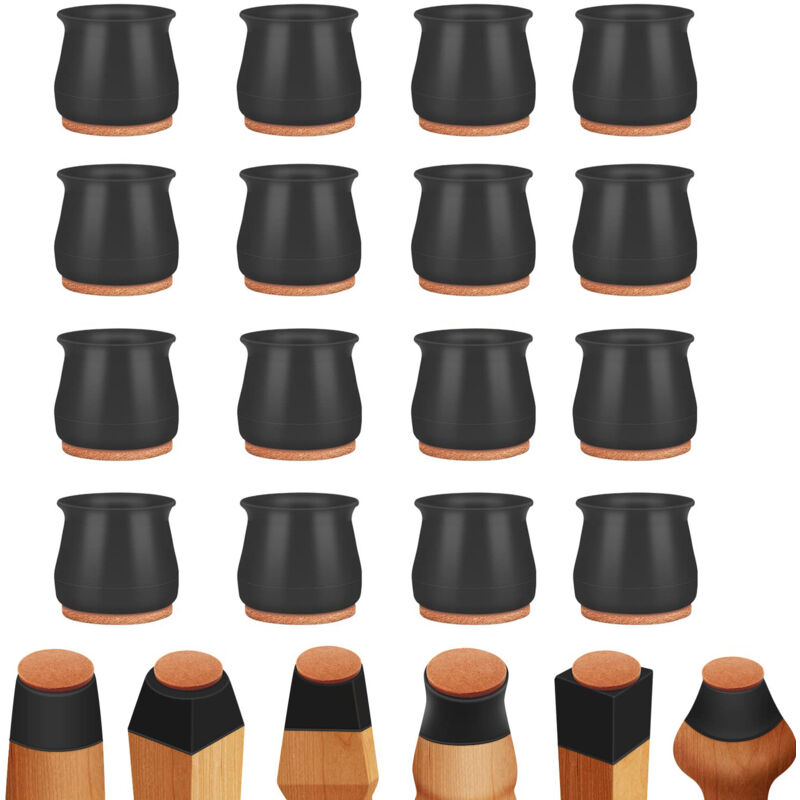 Protecteurs de sol de pieds de chaise en Silicone, 16 pièces, couvre-pieds de chaise pour sols en bois dur, noir