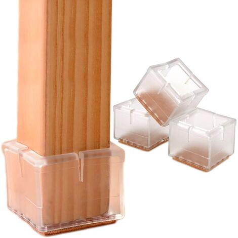 Protecteurs transparents pour pieds de chaise 30-35 mm avec feutrine, lot de 16