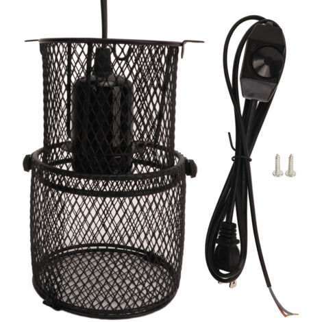 Protection Anti-Brûlure pour Lampe Chauffante Reptile, Grille Rétractable avec Douille Céramique E27, pour Prise US 110-120V