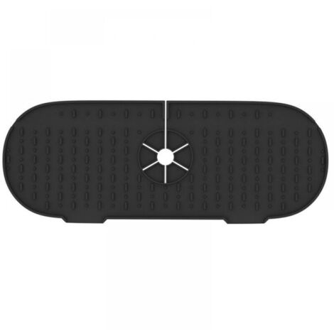 Protection anti-éclaboussures pour évier de cuisine, lot de 1, tapis de robinet en silicone à drainage rapide, convient aux éviers de cuisine et de salle de bain, noir, soigné et anti-éclaboussures.