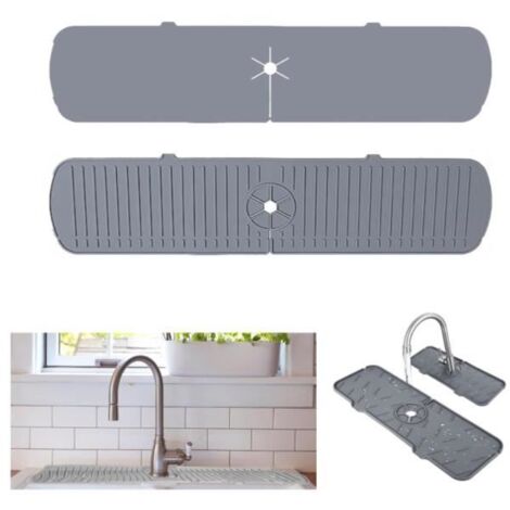 Protection anti-éclaboussures pour évier de cuisine, tapis de robinet en silicone, 61 x 14,8 cm, protection anti-éclaboussures