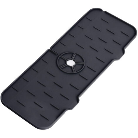 Protection anti-éclaboussures silicone pour évier  Poignée robinet  Bac récupérateur gouttes et tapis absorbant  Pour cuisine, salle bain, camping-car, maison campagne