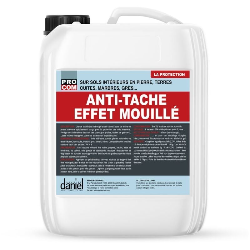 Procom - Protection anti-tache, hydrofuge, oléofuge effet mouillé, terrasses, sols intérieurs, extérieurs 20 litres