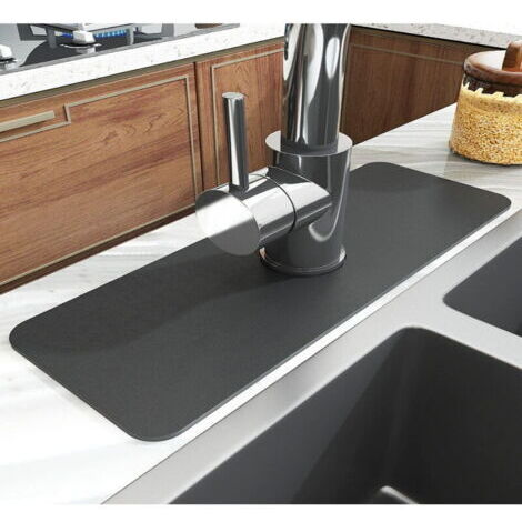 Protection anti（38x13.8cm）- Gris foncé-éclaboussures pour robinet d'évier - 1 tapis super absorbant à séchage rapide - Gadgets d'évier