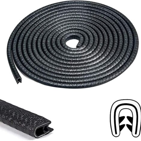 Protection Bord de Portière Voiture - Caoutchouc Noir Sans Colle - Forme U - Compatible avec la Plupart des Modèles - Longueur 10 m