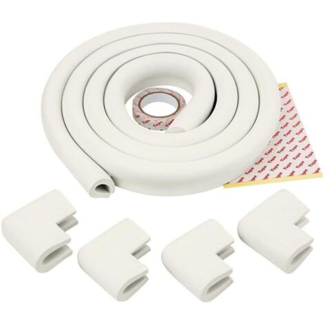 Protection Bords et Coins Meubles Bébé – Lot de 4 + Rouleau Mousse 2 m Blanc – Sécurité Enfant Non-Toxique et Anti-Choc