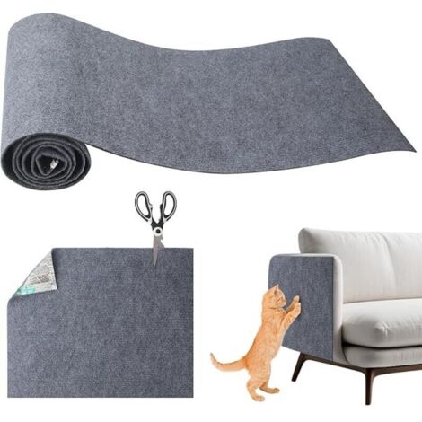 Protection Canape Chat Anti Griffe, 200 x 40 cm Protection Canape Chat, Auto-Adhésif Griffoir pour Chats Griffoir pour Facile à Couper,Meubles,Murs,Sisal et Moquette (Gris)