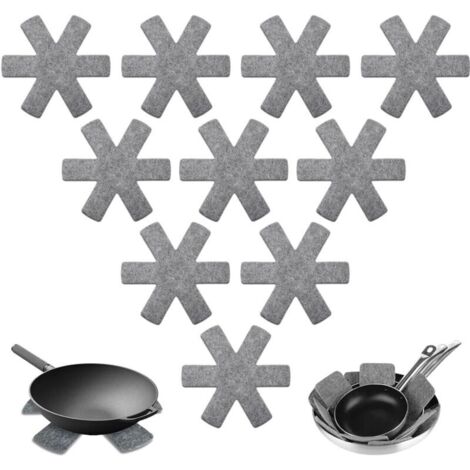 Protection Casseroles et Protège-Poêle, 10 Pièces Protege Poele Feutrine, Résistant à la Chaleur et Antidérapant Protection poele et Casserole, pour Éviter Les Rayures