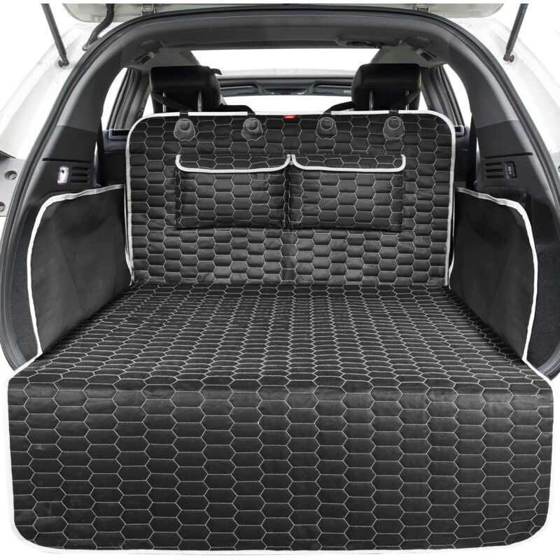 Protection Coffre Voiture Chien Housse de Protection Couverture de Coffre Imperméable et Antidérapant, 2 Grandes Poches, 185 x 103cm