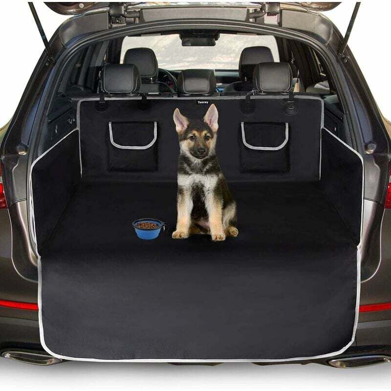 Mereteet - Protection Coffre Voiture Chien Universelle, 2 Grandes Poches, Imperméable & Antidérapant, 185 x 105 cm Couverture de Coffre pour Plupart