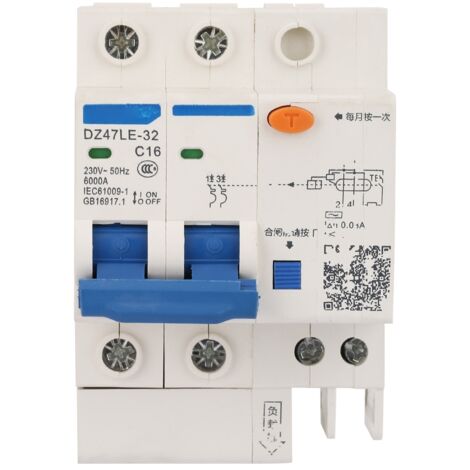 Protection contre les fuites DZ47LE 32 2P+2 C16 Disjoncteur différentiel 230V/16A