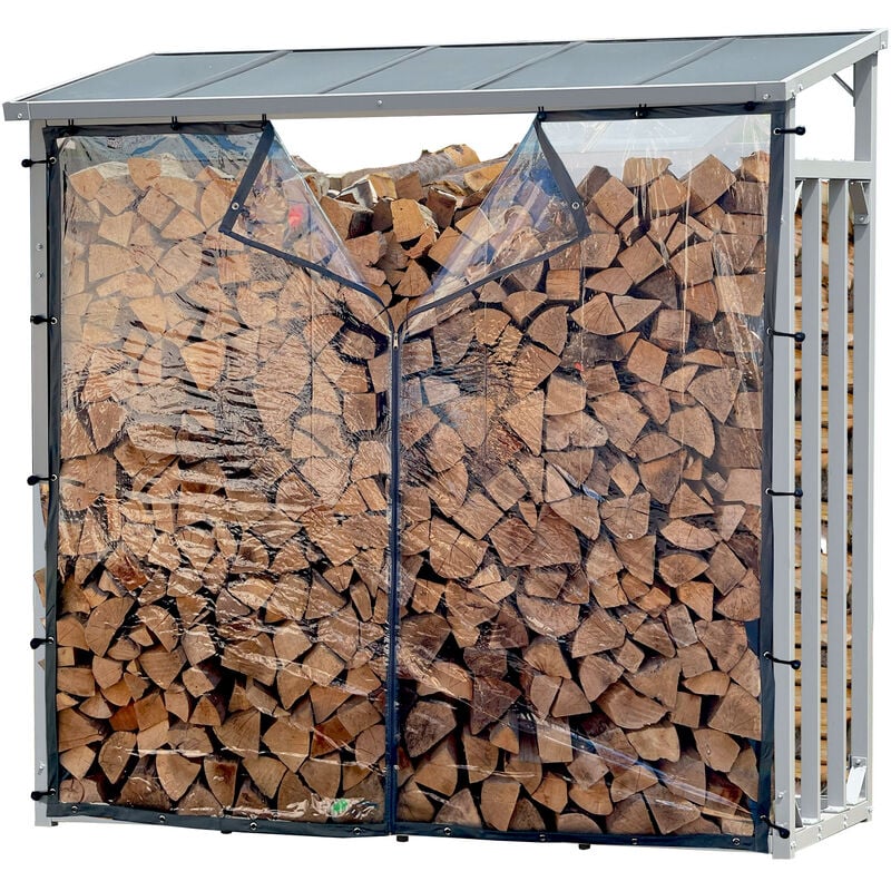 Protection contre les intempéries Mur pvc transparent 178x165cm pour support de bois de chauffage xxl 185x70x185 cm