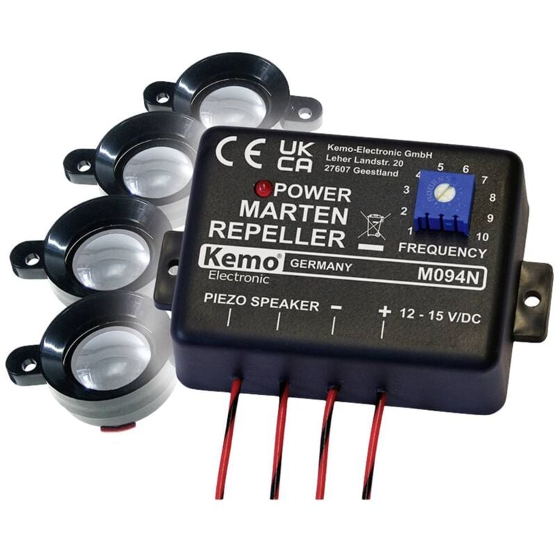 Kemo - Module anti-martres à ultrasons M094 à ultrason, éclairage led avec protection optique, haut-parleur déporté 1 pc(