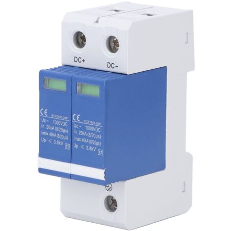 Protection contre les surtensions domestique 2P 40Ka Rail DIN 35 mm avec voyant lumineux, pare-foudre 1000 V CC Dispositif de protection à faible tension, SGSP-40 Az
