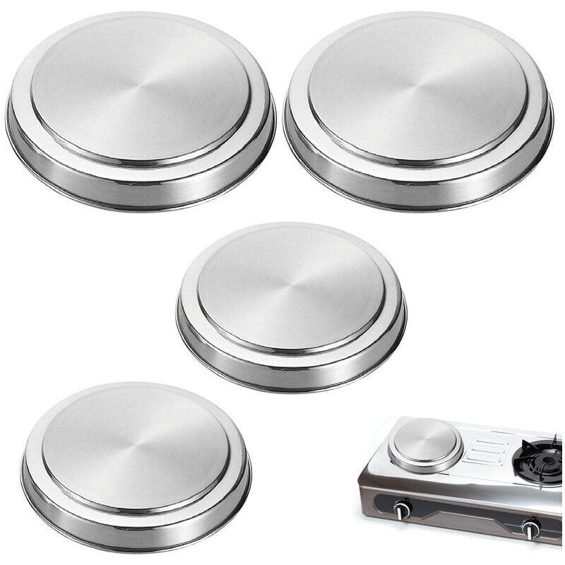 Protection Cuisinière électrique, couvre plaque en acier, Lot de 4, Acier inox, ø16 et 20 cm, mat ,