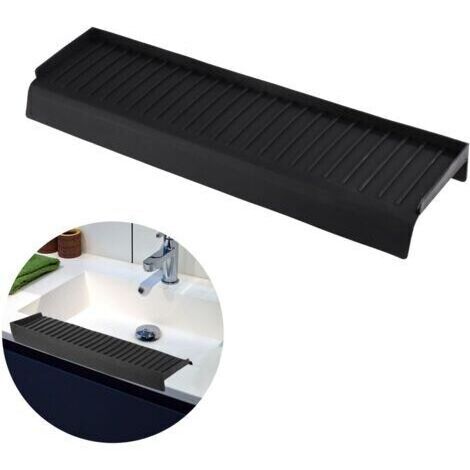 Protection de Bord d'Évier, Silicone Sink Edge Protector pour Protection Anti-Éclaboussures d'Évier Cuisine pour Baignoire Comptoir d'Évier Cuisine Granit Quartz Acier Inoxydable (Noir)