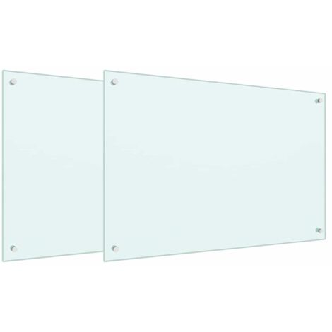 Protection de cuisine 2 pcs Blanc 90 x 60 cm verre trempé CFW40053