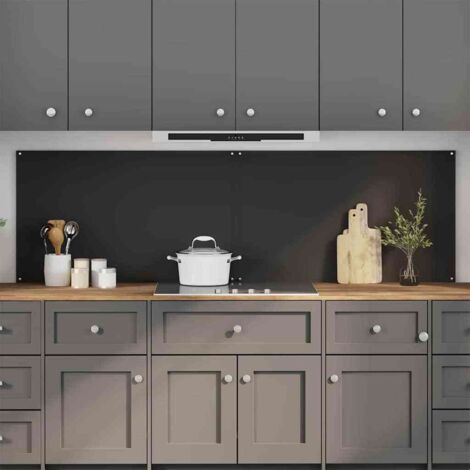 Protection de cuisine 2 pcs-Dosseret de cuisine-Fond de hotte-Crédence de cuisine Noir 100 x 60 cm verre trempé 853897