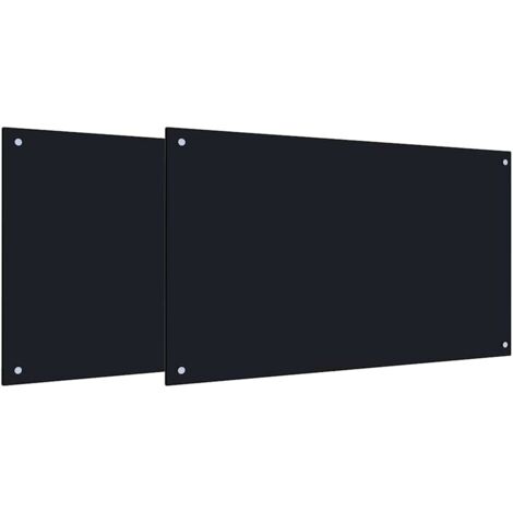Protection de cuisine 2 pcs Noir 100 x 60 cm verre trempé CFW63684