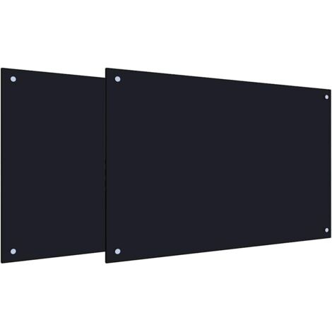 Protection de cuisine 2 pcs Noir 90 x 60 cm verre trempé CFW64649