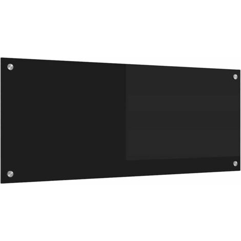 Protection de cuisine Noir 100 x 40 x 0,8 cm verre trempé CFW30844