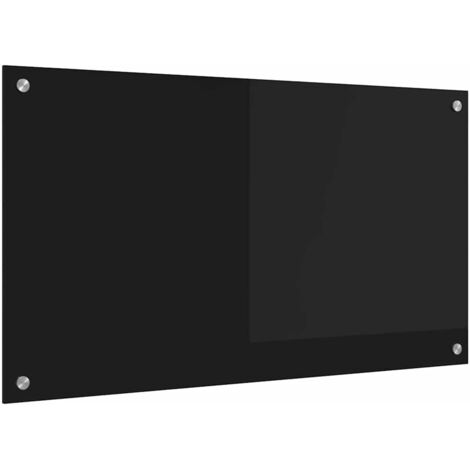 Protection de cuisine Noir 90 x 50 x 0,8 cm verre trempé CFW58344