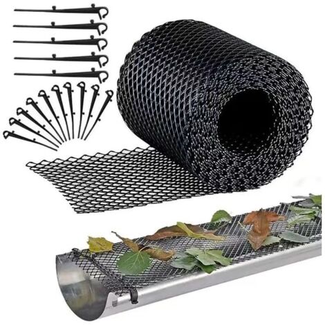 Protection de gouttière en plastique, 18 cm x 8 m, protection robuste en maille pour gouttières, filtre à feuilles, (18 cm x 8 m)