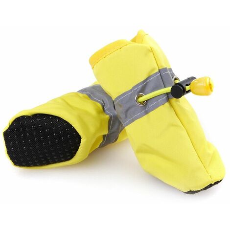 Protection de patte de chien, chaussures d'hiver antidérapantes pour chien, avec bande réfléchissante, convient aux petits, moyens et grands chiens Ensemble de 4 pièces jaune