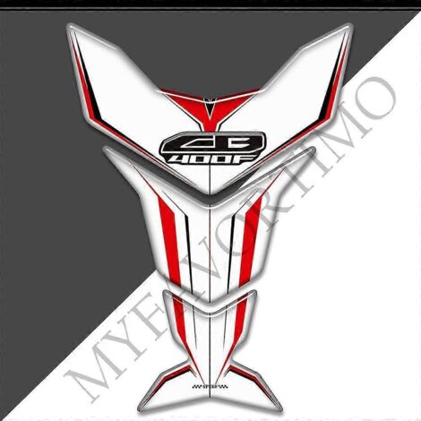 Protection de réservoir pour moto Honda CB400F (CB 400F 400 F) : autocollants 3D, kit de protection pour réservoir d'essence et d'huile, logo et emblème en forme d'arête de poisson (CB400F9)
