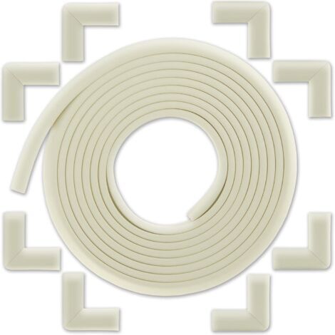 Protection des Bords et Coins de Meubles avec 8 Angles et Rebord de 5m en Mousse pour Table et Plus pour Bien Protéger Les Enfants Blanc Ivoire