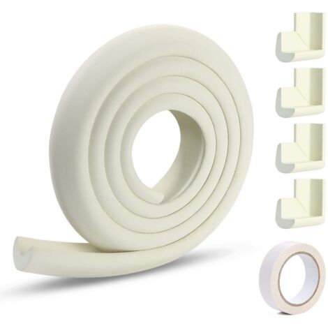 Protection des Bords et Coins de Meubles,2 Mètres Protection Mousse Sécurité avec 4 Angles, Kit de Sécurité pour Bien Protéger Les Enfants, Blanc Crème