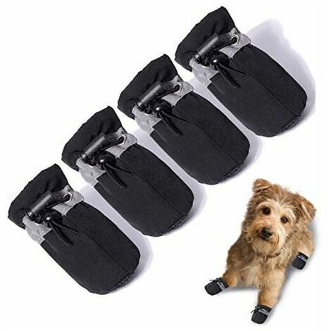 Protection des pattes de chien, chaussures hiver antidérapantes pour chien, avec bande réfléchissante, adaptées aux chiens de petite, moyenne et grande taille. Ensemble 4 pièces noir