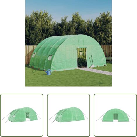 Protection des plantes -  Serre avec cadre en acier Vert 24 m² 6x4x2,85 m
