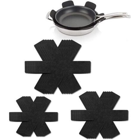 Protection en feutre pour poêles et casseroles, lot de 15 pièces comprenant des séparateurs de 3 tailles, protégeant ainsi poêles et bols des rayures (noir).