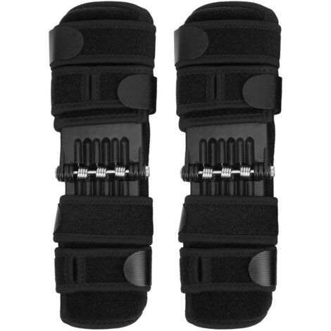 Protection Genou Articulation - Coussinets de Soutien Récupération avec Ressort - Genouillère Amplificatrice Noire (1 Paire)