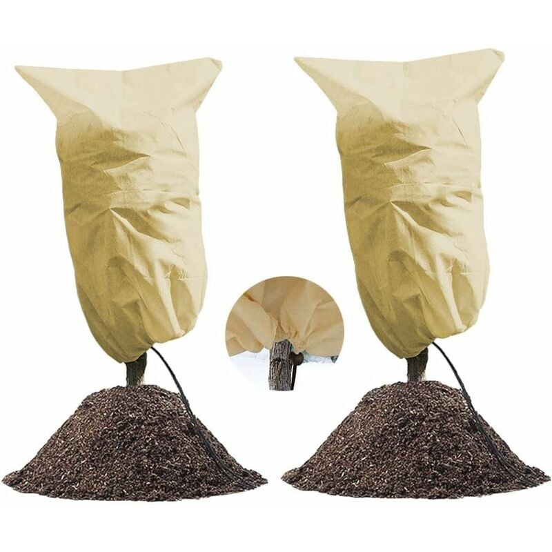 Ensoleille - Protection hivernale 2PCS pour plantes en pot, plantes antigel, sac de protection hivernale 100 x 80 cm, capot antigel avec cordon de