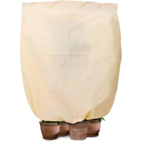 Protection hivernale pour plantes, sac de protection des plantes pour plantes en pot 240 x 200 cm avec cordon de serrage et disque de paillis de noix de coco