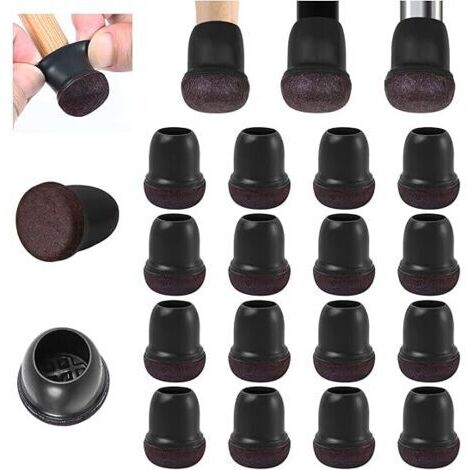 Protection Pied de Chaise, 16 Petits protecteurs de Sol en Silicone Noir avec Feutre enveloppé(XS), Couvre-Jambes de Chaise Capuchons de Jambe de Chaise en Caoutchouc, sans Bruit