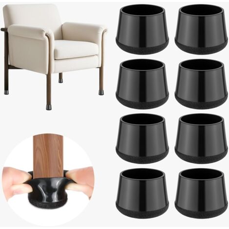 Protection Pied de Chaise 24 Pièces,Patins pour Chaises en Silicone avec Feutre épaissi,pour sols en Bois Dur et carrelage, Reduire Le Bruit éviter Les Rayures - Rond Noir L（33-36mm）