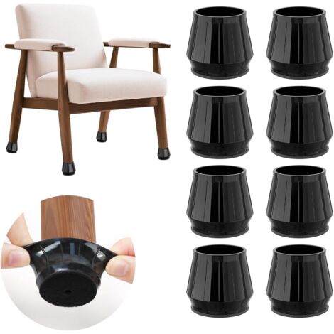 Protection Pied de Chaise 24 Pièces,Patins pour Chaises en Silicone avec Feutre épaissi,pour sols en Bois Dur et carrelage, Reduire Le Bruit éviter Les Rayures - Rond Noir XL（35-45mm）