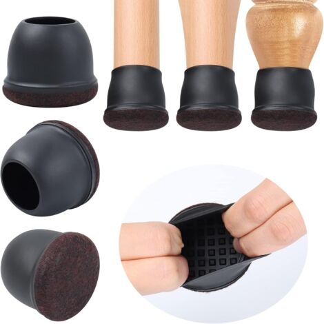 Protection Pied de Chaise 36-56mm,  Couvre-Pieds de Chaise, Tasses de Meubles en Tissu Non tissé Rond Noir de 2 Pouces de Chaise Protecteurs de Pieds de Chaise en Mouvement Lisse