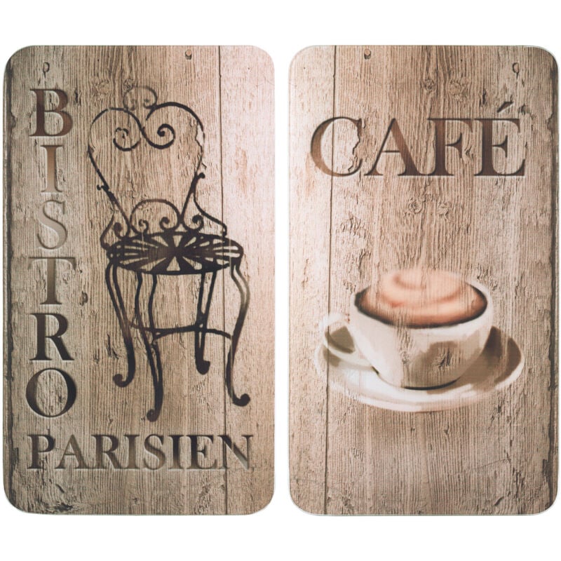 Protection de plaques cuisson 'Bistro' Wenko Lot de 2, Couvre plaque universel, Résistant aux chocs, Hygiénique, Pieds inclus, Verre trempé, 30x52cm,
