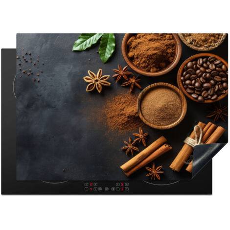 PROTECTION PLAQUE INDUCTION Cannelle - Béton - Café - Bâtons de cannelle - Épices Cuisine Accessoire 75x52 cm