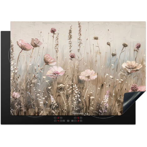PROTECTION PLAQUE INDUCTION Fleurs - Beige - Fleurs sèches Cuisine Accessoire 75x52 cm